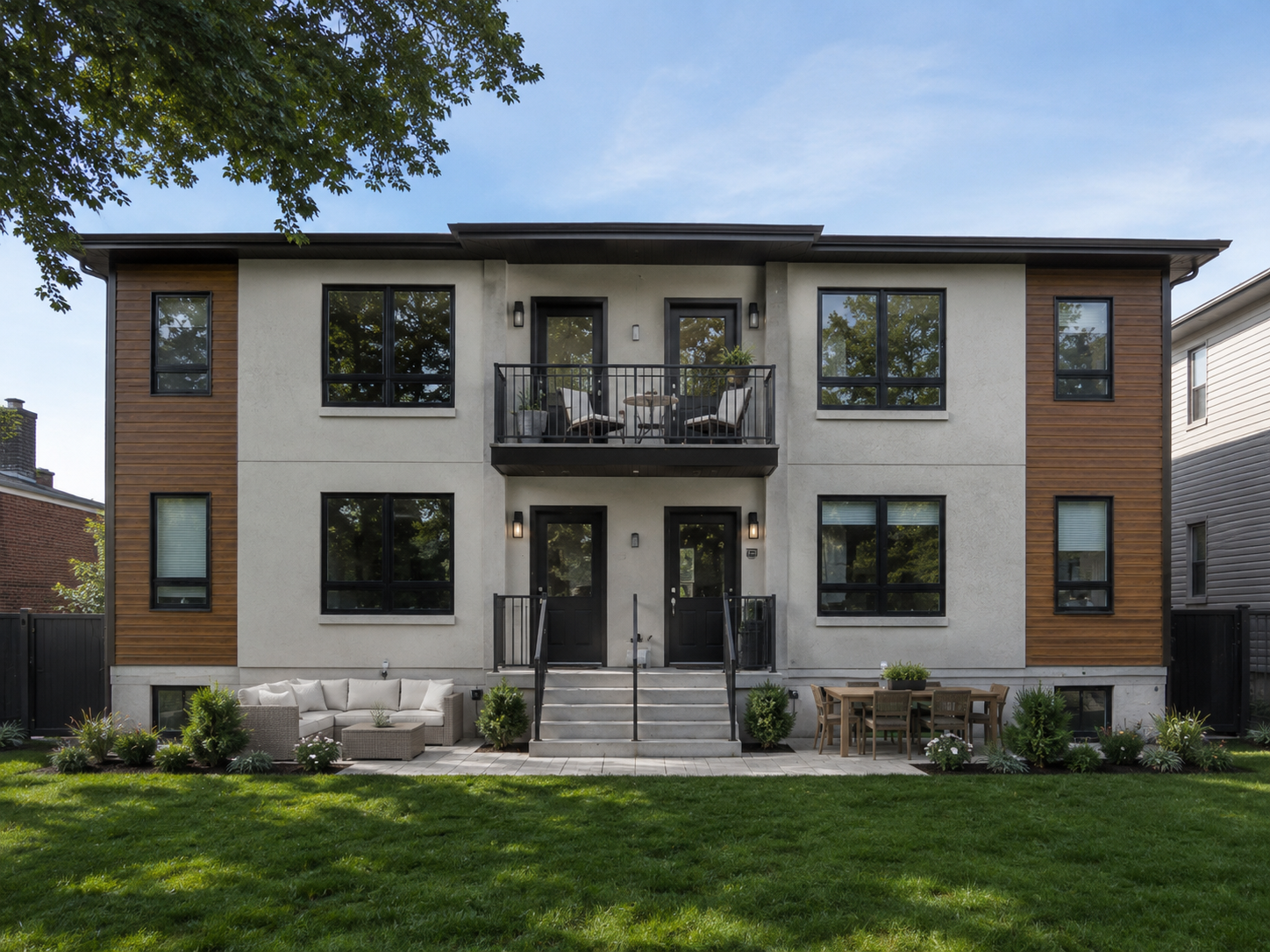 Backyard of a multi-family investment property