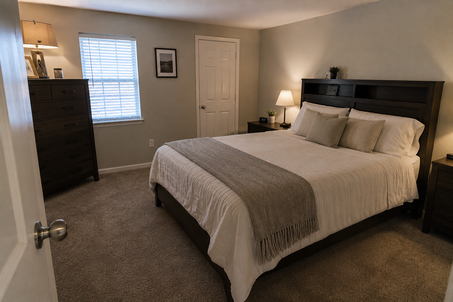 Bedroom in the first unit of a multi-family property