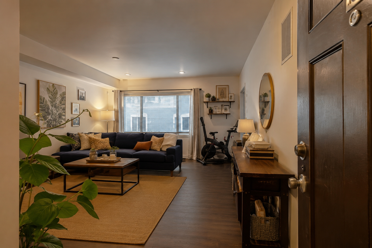 Living room in the first unit of a multi-family property