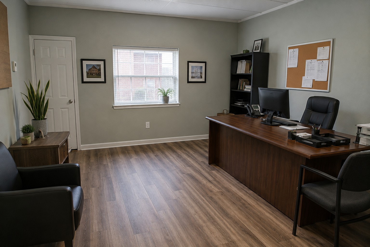 Office in the first unit of a multi-family property
