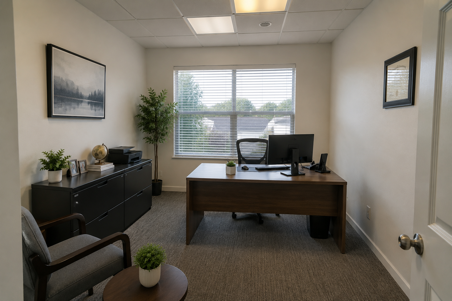 Office in the second unit of a multi-family property