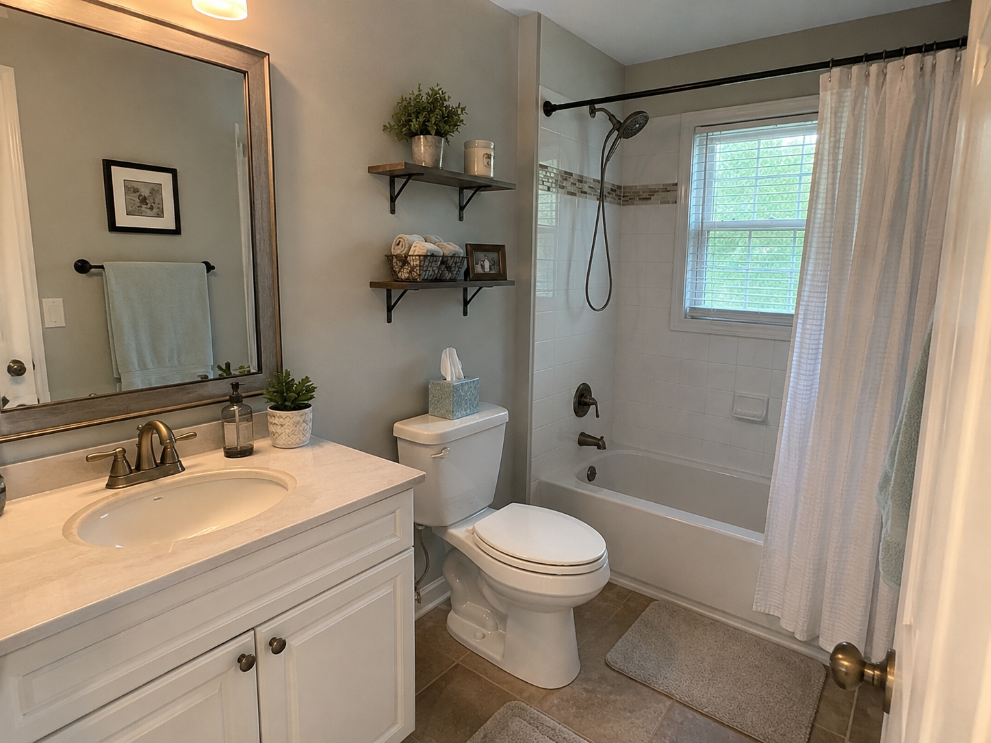 First bathroom in a two-story single-family investment property