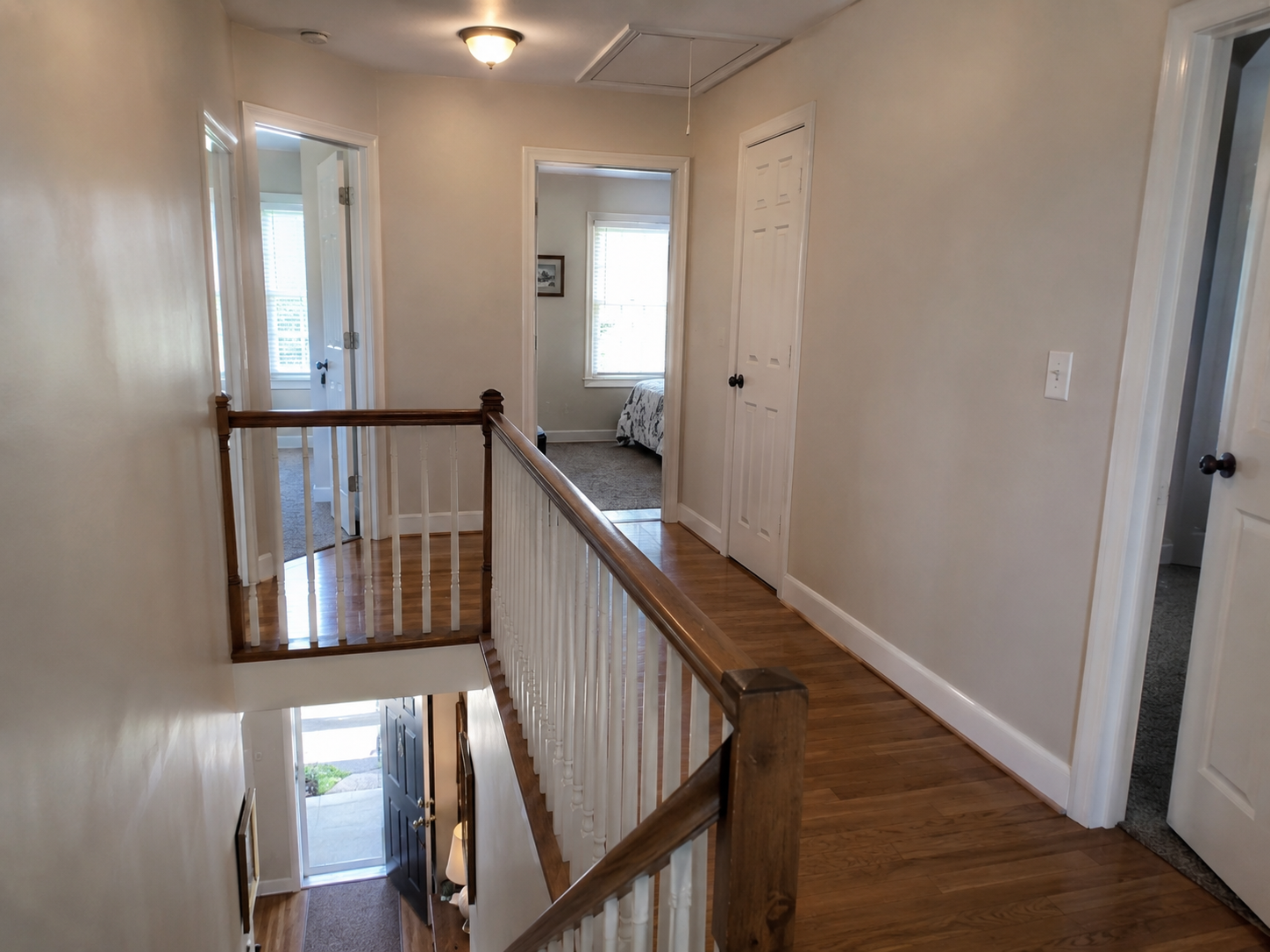 Upstairs landing in a two-story single-family investment property