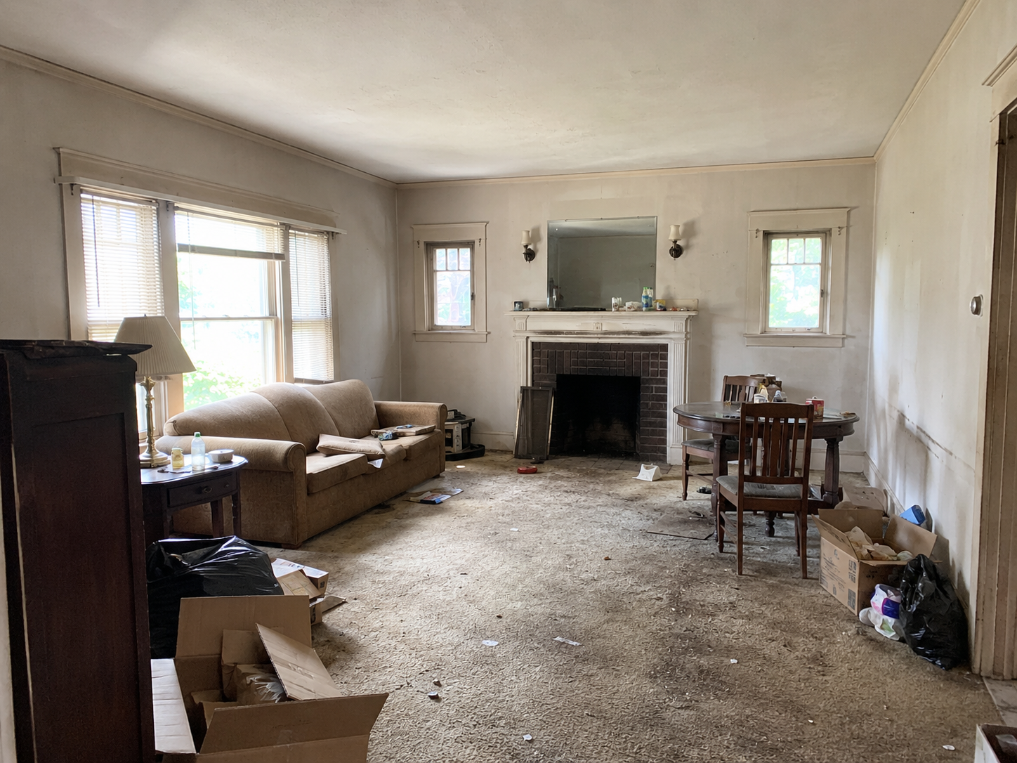 A dated living room before updates
